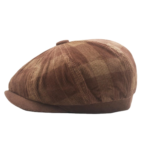 Retro Britse Newsboy Pet Octagonaal Plaid Corduroy Verstelbare Schilder Baret Dames Casual Winter Accessoire