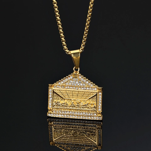 Colgante Solo Sin Cadena de Acero Inoxidable 316 La Última Cena para Hombre Mujer Con Diamantes de Imitación Incrustados Joyería Religiosa