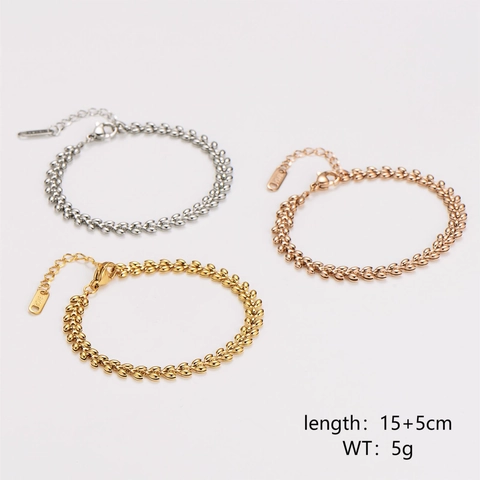 Pulsera De Hoja De Espiga De Trigo Para Mujer Acero Inoxidable 304 Chapado En Oro De 18K Ajustable Joyería Minimalista