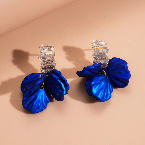 Flower Drop Earrings With Acrylic Petals Rhinestones And 925 Sterling Silver Earring Post Elegant Fashion Jewelry Women