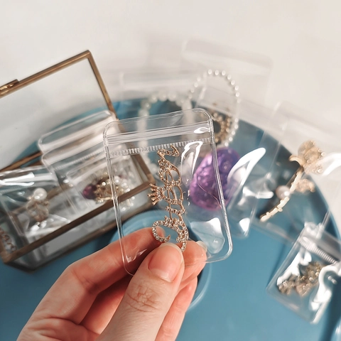 Transparent Jewelry Packaging Bags PVC Clear Ziplock Self Sealing Anti Oxidation Dustproof Storage Pouches For Earrings