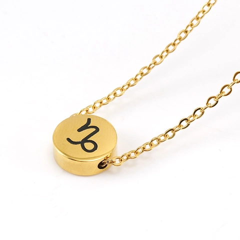Collana in Acciaio Inossidabile Oro 12 Segni Zodiacali Pendente Tondo per Donna Gioielli di Moda Minimalista Regalo Oroscopo