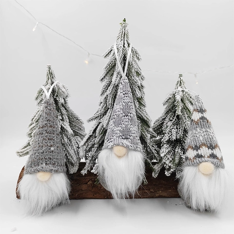 Ornamenti Appesi Gnomi Di Natale Bambola Senza Volto In Maglia Elfo Tomte Svedese Con Barba In Pelliccia Sintetica Decorazione Albero Festiva