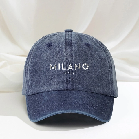 Gorra De Béisbol De Algodón Lavado Retro Milano Italia Impresión De Letras Sombrero De Sol Vintage Ajustable Exterior