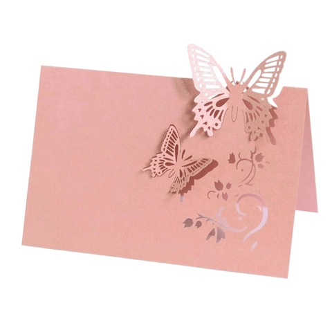 Butterfly Place Cards Laser Cut Artificial Pearl Paper Dimensional Hollow Table Name Cards For Wedding Banquet Party Decoration