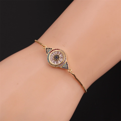 Evil Eye Bracelet Copper Zircon Adjustable Woven Rope Turkish Eye Vintage Ethnic Jewelry For Women Men