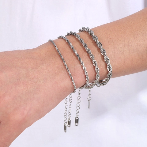 Stainless Steel Rope Chain Necklace And Bracelet Hip Hop Twisted Link Fashion Jewelry For Men Women