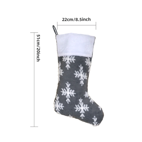 Calze Di Natale Classiche Peluche Motivo Fiocco Di Neve Polsino Pelliccia Sintetica Decorazione Appendere Sacchetti Regalo