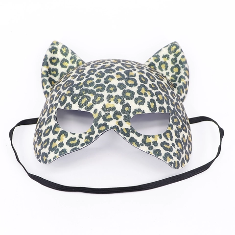 Katzenohr Maskerade Maske Leopard Print Kunstleder Halbe Gesicht Sexy Augenmaske Für Halloween Karneval Party Cosplay Neuheit
