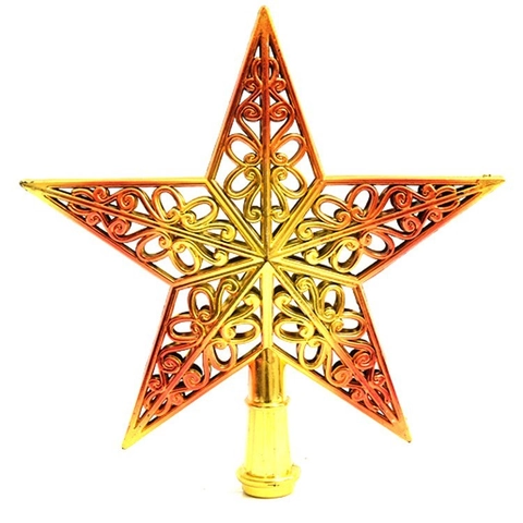 Puntale Per Albero Di Natale Stella A Cinque Punte Incavata In Plastica Ornamento Per Feste In Casa Leggero Brillante