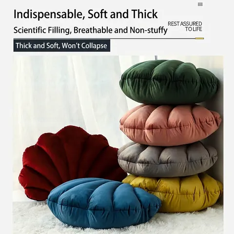 Shell Shaped Throw Pillow Dutch Velvet Soft Decorative Cushion For Home Sofa Living Room Bedroom Nordic Style