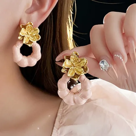 Boucles D'oreilles Pendantes Fleurs Vintage Avec Tige En Argent Alliage Strass Bijoux Rétro Élégants Femmes