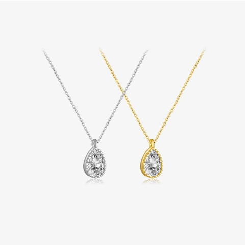 Collier Pendentif Goutte En Argent Sterling 925 Avec Zircone Cubique Blanche Taille Poire Bijoux Fins Minimalistes