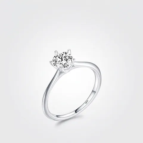Anello In Argento Sterling 925 Da Donna Zirconia Cubica Taglio Brillante Rotondo Classico Sei Griffe Solitario Gioielli Matrimonio Fidanzamento Elegante Scintillante Semplice