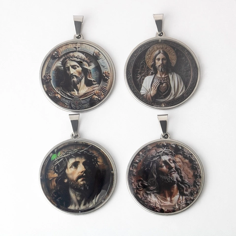 Jezus Portret Hanger Ketting Roestvrij Staal Retro Religieuze Doos Ketting Sieraden Voor Mannen Vrouwen Hip Hop Stijl