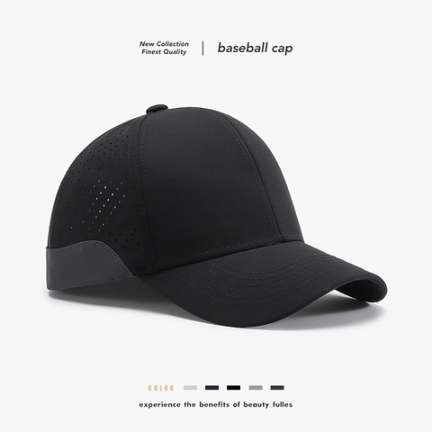 Atmungsaktive Baseballkappe Aus Polyester Schnelltrocknend Lasergeschnitten Sonnenschutz Verstellbar Outdoor Sport Hut