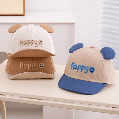 Cappellino Da Baseball Per Neonati Con Orecchie Animali 3D Ricamo Happy Visiera Morbida Cappello Traspirante Per Bambini