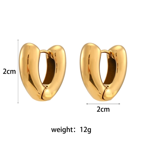 Damen Minimalistische Herzförmige Creolen Edelstahl 18K Vergoldet Dicke C-Förmige Ohrschnalle Mode Schmuck