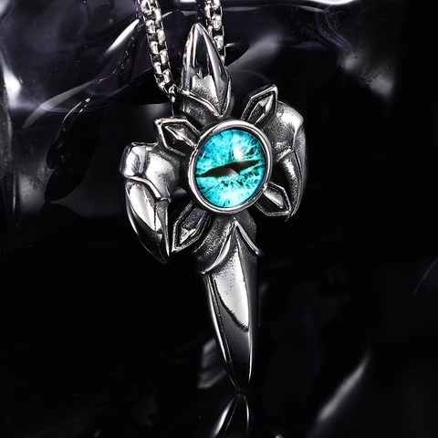 Polished Stainless Steel Gothic Evil Eye Pendant Necklace Dragon Eye Retro Punk Jewelry For Men Women