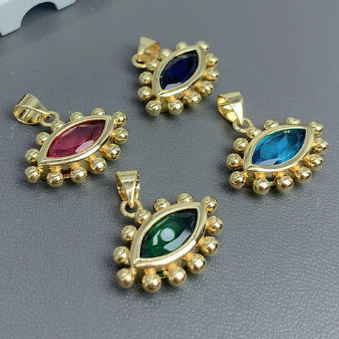 Evil Eye Anhänger Halskette Vergoldet Kupfer Bunter Zirkon Kristall Micro Pave Schmuck Für Frauen Trendy Mode Accessoire