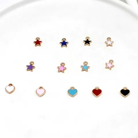 Star Heart Enamel Alloy Pendants Small Drip Oil Charms For DIY Jewelry Making Findings Craft Accessories