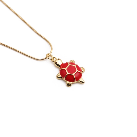 Enamel Turtle Pendant Necklace With Copper Gold Plated Snake Bone Chain And Zircon Animal Fashion Jewelry For Women