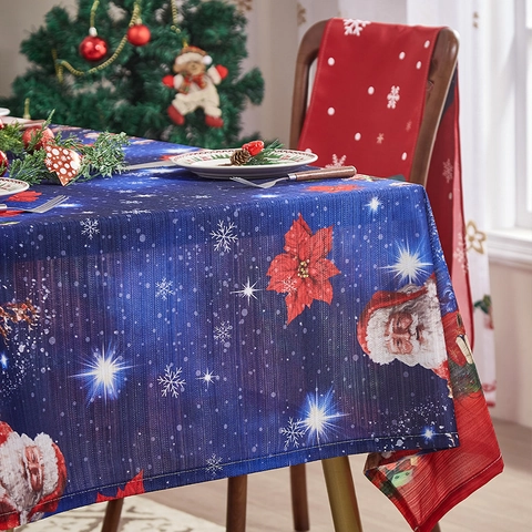 Tovaglia Di Natale Rettangolare Tessuto In Poliestere Stampato Babbo Natale Renna Pupazzo Di Neve Decorazione Per Cucina Festa Stile Americano