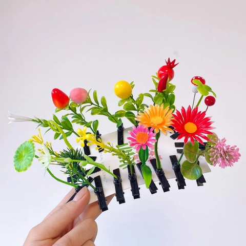 Mollette Per Capelli Carine Germoglio Divertente Simulazione Pianta Fiore Frutta Fungo Copricapo Resina Plastica Becco Anatra
