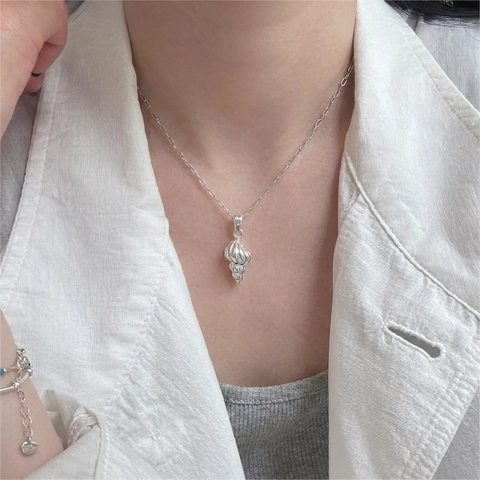 Muschel Anhänger Halskette 925 Sterlingsilber Dainty Minimalist Schmuck Für Damen Strand Sommer Stil