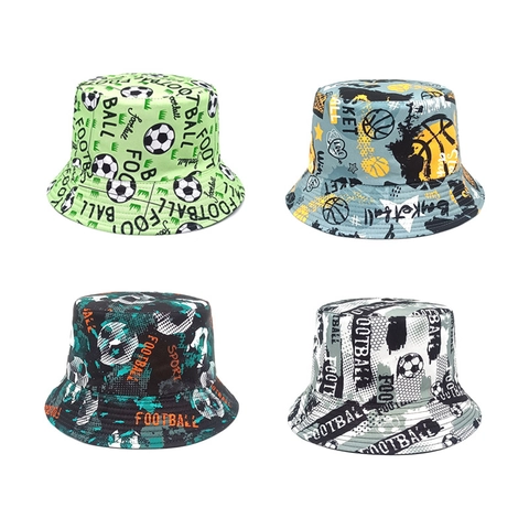 Sombrero de Pescador de Poliéster Unisex Estampado Fútbol Baloncesto Protección Solar Plegable Gorra de Pescador Deporte Retro