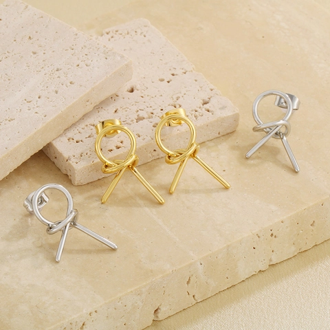 Minimalistische Edelstahl Ohrstecker Für Damen Geometrisches Knotenkreuz Design 18K Vergoldet Retro Mode Schmuck