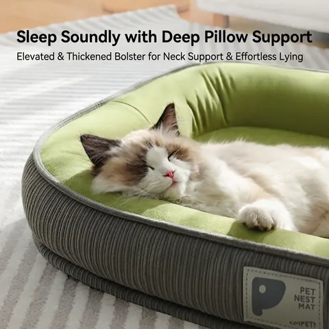 Pet Bed Dog Cat Nest Corduroy Fleece Warm Washable Thickened Soft Cushion Anti-Slip Bottom Indoor Winter Furniture