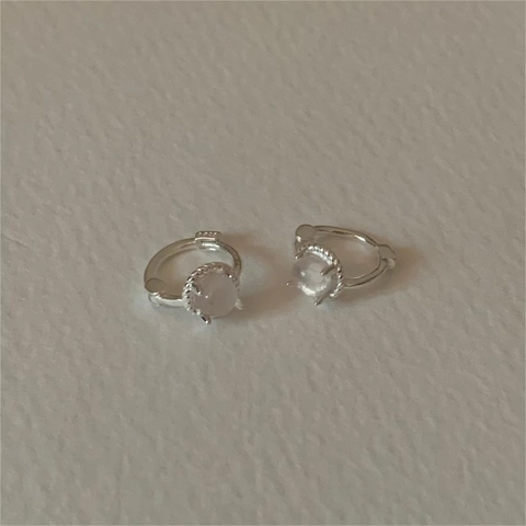Orecchini A Cerchio In Argento Sterling 925 Pietra Occhio Di Gatto Minimalista Stile Coreano Tondo Geometrico Donna