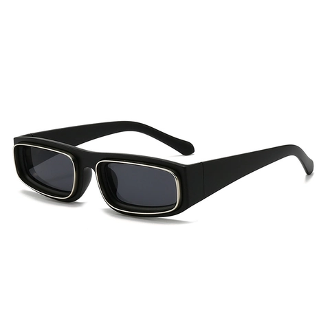 Retro Small Rectangle Sunglasses With Metal Inlay UV400 Candy Color Fashion Y2K Eyewear For Women Men