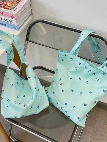 Bolso Tote De Lona Estampado Golondrina Pájaro Gran Capacidad Bolso De Hombro Bolsa De Compras Estética Verde Menta Para Mujer Uso Diario