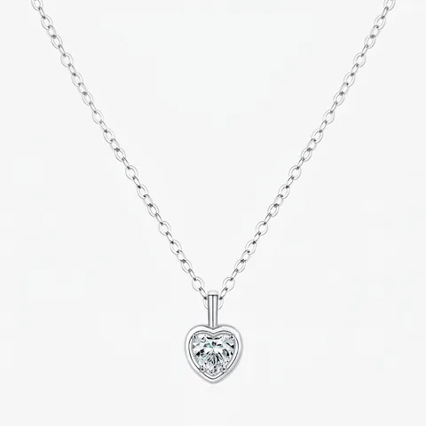 Herzanhänger Halskette 925 Sterlingsilber Herzschliff Zirkonia Minimalistischer Eleganter Täglicher Schmuck Für Damen