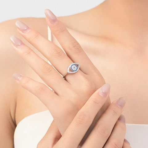 925 Sterling Silber Böser Blick Schmuck Halskette Verstellbares Armband Und Ring Elegantes Accessoire Für Damen