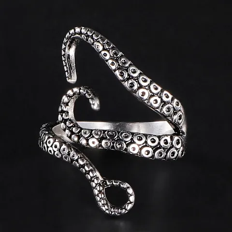 Octopus Tentakel Ring Edelstahl Offen Verstellbar Punk Gothic Retro Meerestier Schmuck Für Herren Damen