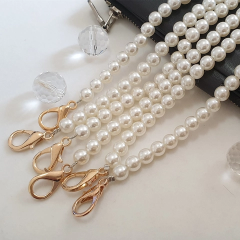 Elegant Imitation Artificial Pearl Bag Strap Replacement Chain With Metal Lobster Clasps For Handbags Shoulder Purses Accessories