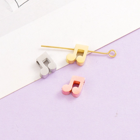 Musical Note Charms Mirror Polished 304 Stainless Steel Small Hole Beads For DIY Jewelry Making Accessories