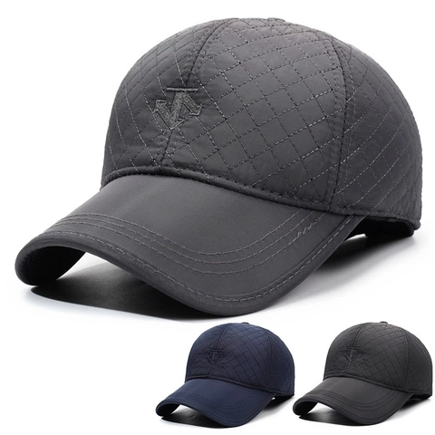 Baseball Cap Winter Warm Windproof Quilted Ear Flaps Adjustable Polyester Outdoor Casual For Men