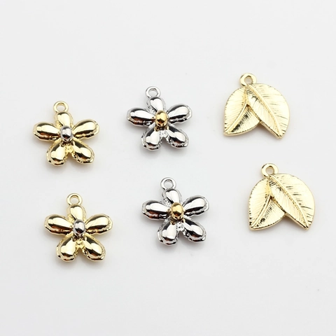 Alloy Flower Leaf Charms Mini Korean Style Sweet Pendants For DIY Earring Jewelry Making Components
