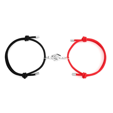 Bracciali Con Ciondolo Magnetico Stretta Di Mano Lega E Corda Intrecciata Gioielli Con Cordino Regolabile Per Uomini E Donne