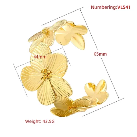 Bracciale Rigido Aperto in Rame Stile Western Retrò per Donna Moderno Conchiglia Spirale Floreale Gioielli in Metallo Oro Argento