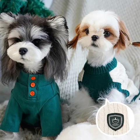 Dog Sweater Vest Knitted Cable Knit Preppy Style Color Block Warm Winter For Small Dogs Soft Elastic Clothing