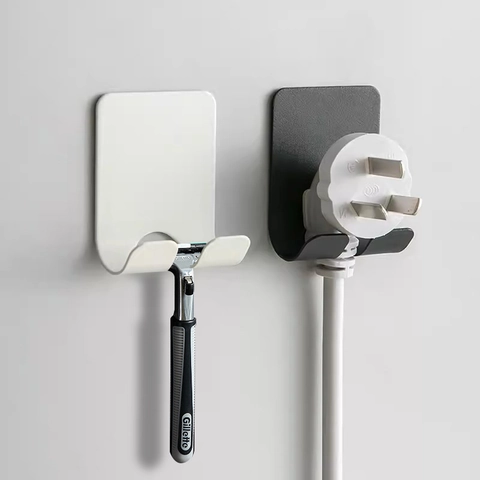 Crochets Muraux Auto Adhésif Sans Perçage Organisateur De Prise Support Rasoir Pour Salle De Bain Cuisine Inox Plastique