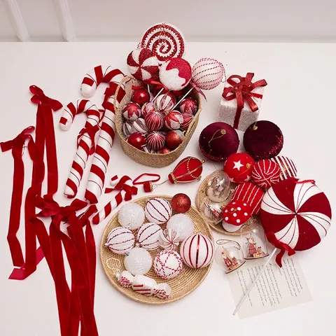 Ornamenti Decorazione Albero Di Natale Plastica Tessuto Festivo Pendente DIY Festa Decorazione Casa Elegante Lusso Ornamenti