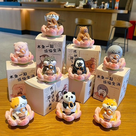 Süße Harz Tierfigur Schreibtischdekoration Zen Holzfisch Capybara Auto Ornament Heim Büro Dekor Geschenk