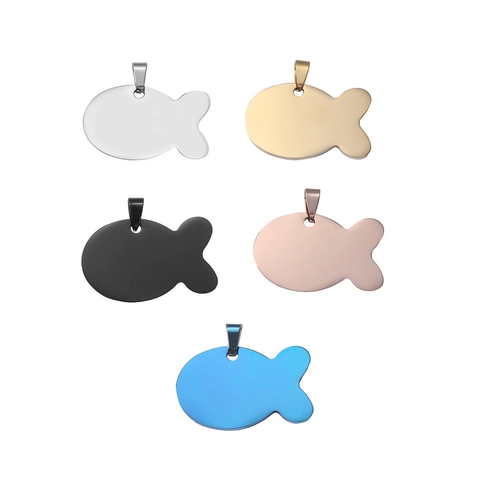 Stainless Steel Dog Tag Pendant Necklace Blank Bone Shield Heart Fish Shape Military Style Unisex Jewelry