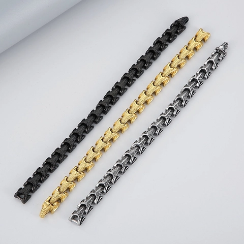 Dragon Bone Scale Chain Bracelet 316 Stainless Steel Heavy Punk Hip Hop Jewelry For Men